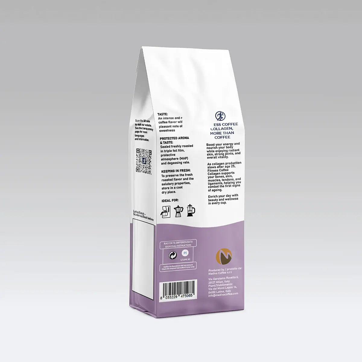 Café au collagène - Sachet de 250g avec café en poudre